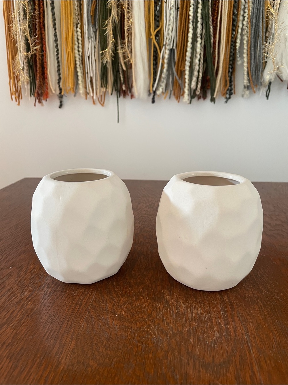 Ivory pair of small vases - textured like new